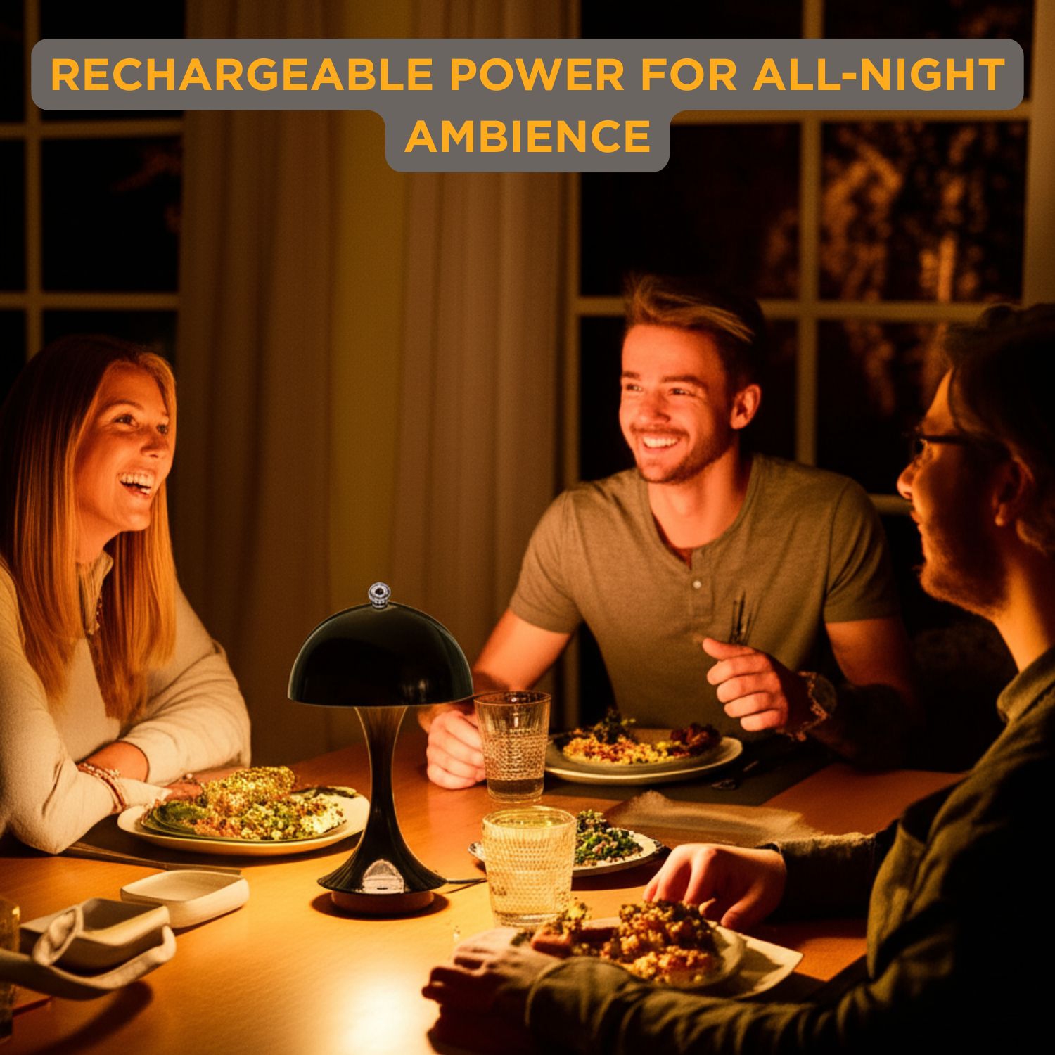 Abbott Trilite Dome Shade LED Lamp, Modern Rechargeable Table Lamp with USB Powered, Mushroom Design for Bedroom, Living Room, or Reading Nook, 10",