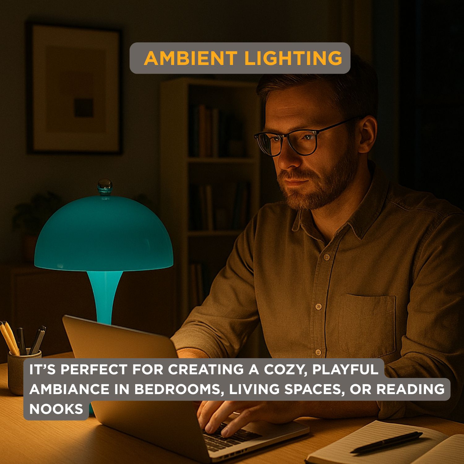Abbott Trilite Dome Shade LED Lamp, Modern Rechargeable Table Lamp with USB Powered, Mushroom Design for Bedroom, Living Room, or Reading Nook, 10",