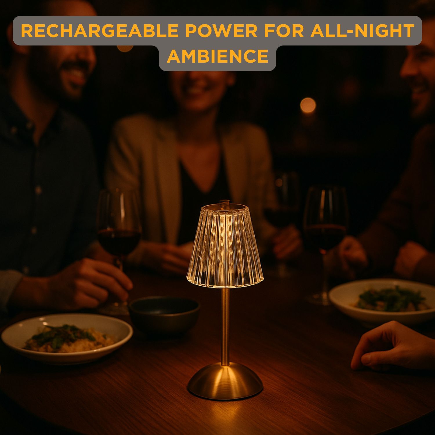 Abbott Trilite Crystal Shade LED Table Lamp, Cordless Rechargeable Light, Modern Decorative Accent for Bedroom or Living Room, 12", Clear/Gold