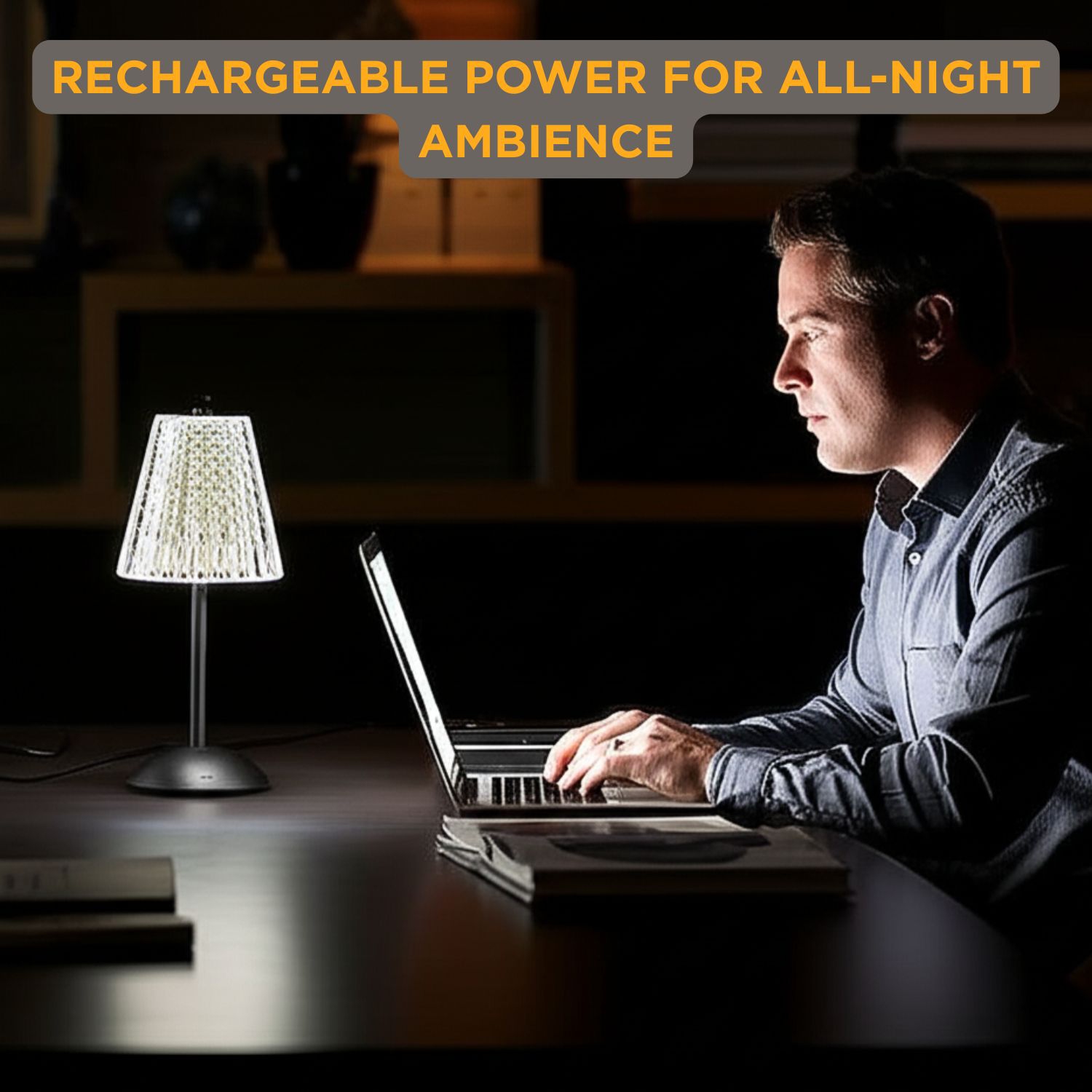 Abbott Trilite Crystal Shade LED Table Lamp, Cordless Rechargeable Light, Modern Decorative Accent for Bedroom or Living Room, 12", Clear/Black