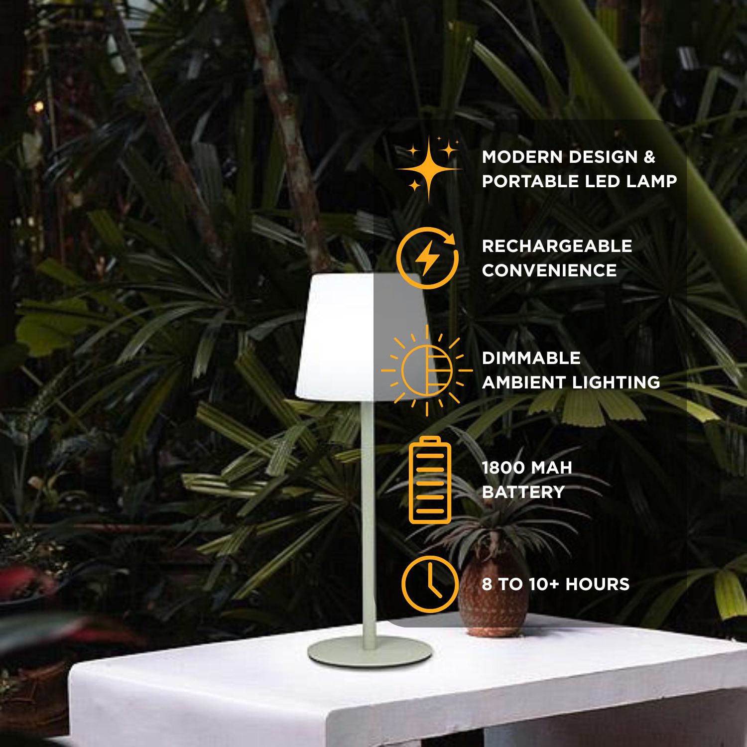 Abbott |Outdoor LED Table Light with Remote- 16"H- Green