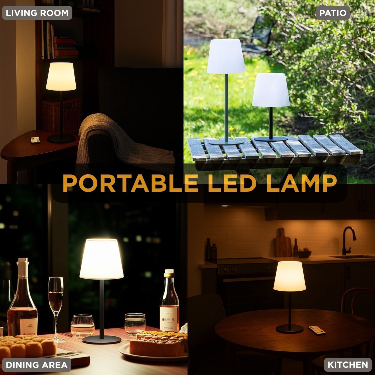 Lampe de table avec télécommande LED d'extérieur Abbott |16&nbsp;po de hauteur - Noir