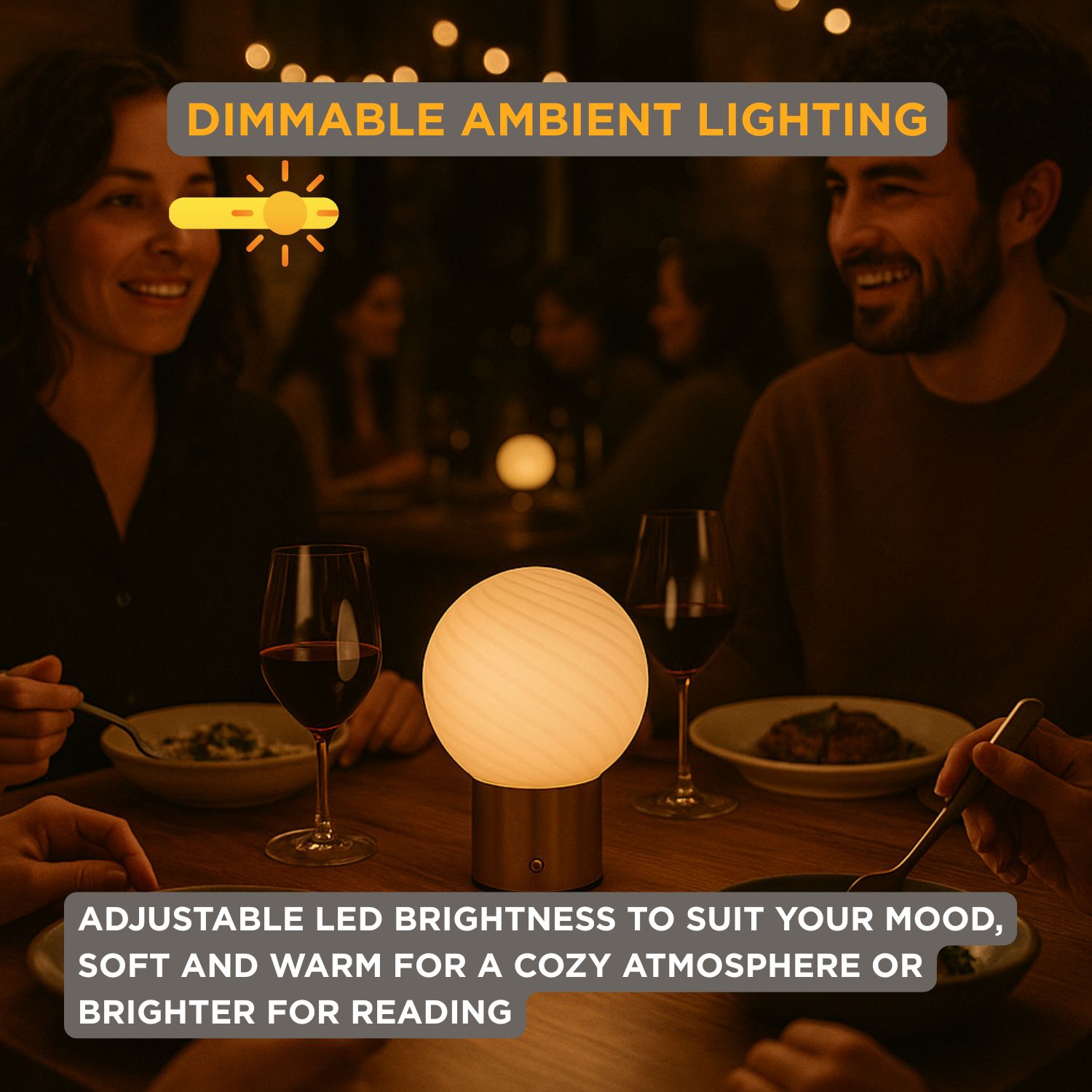 Abbott |Lampe LED en forme de boule de verre à tourbillon, 6,5 haut. – Blanc