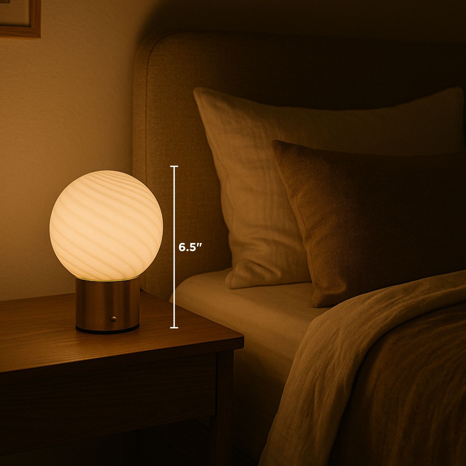 Abbott |Lampe LED en forme de boule de verre à tourbillon, 6,5 haut. – Blanc