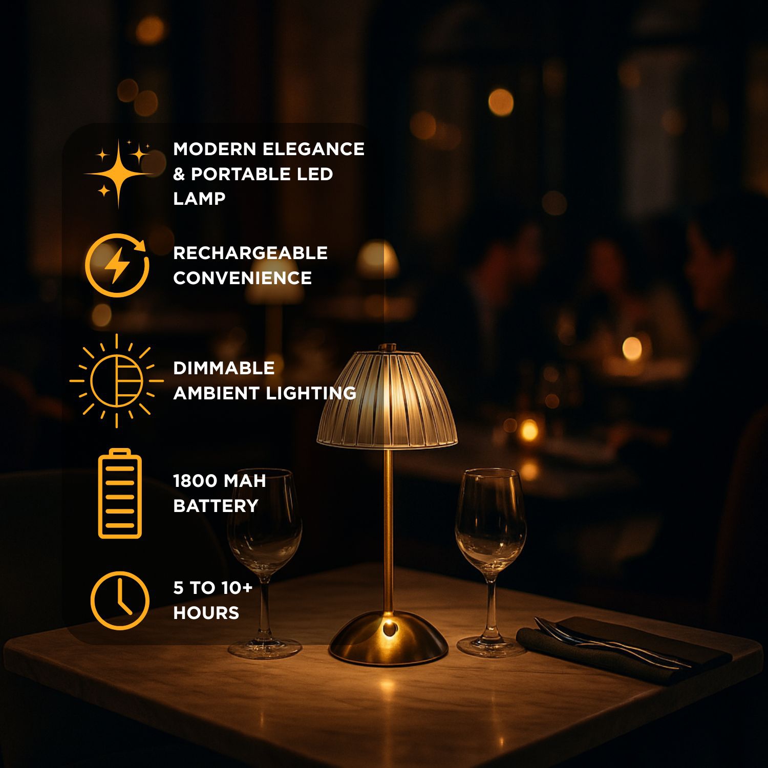 Lampe de table Trilite Fancy Shade LED d'Abbott – Lampe de table rechargeable sans fil de 12 po en or/blanc, en métal et en acrylique – Lampe