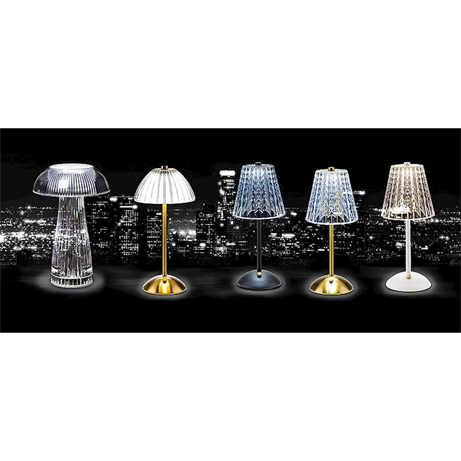 Lampe de table Trilite Fancy Shade LED d'Abbott – Lampe de table rechargeable sans fil de 12 po en or/blanc, en métal et en acrylique – Lampe