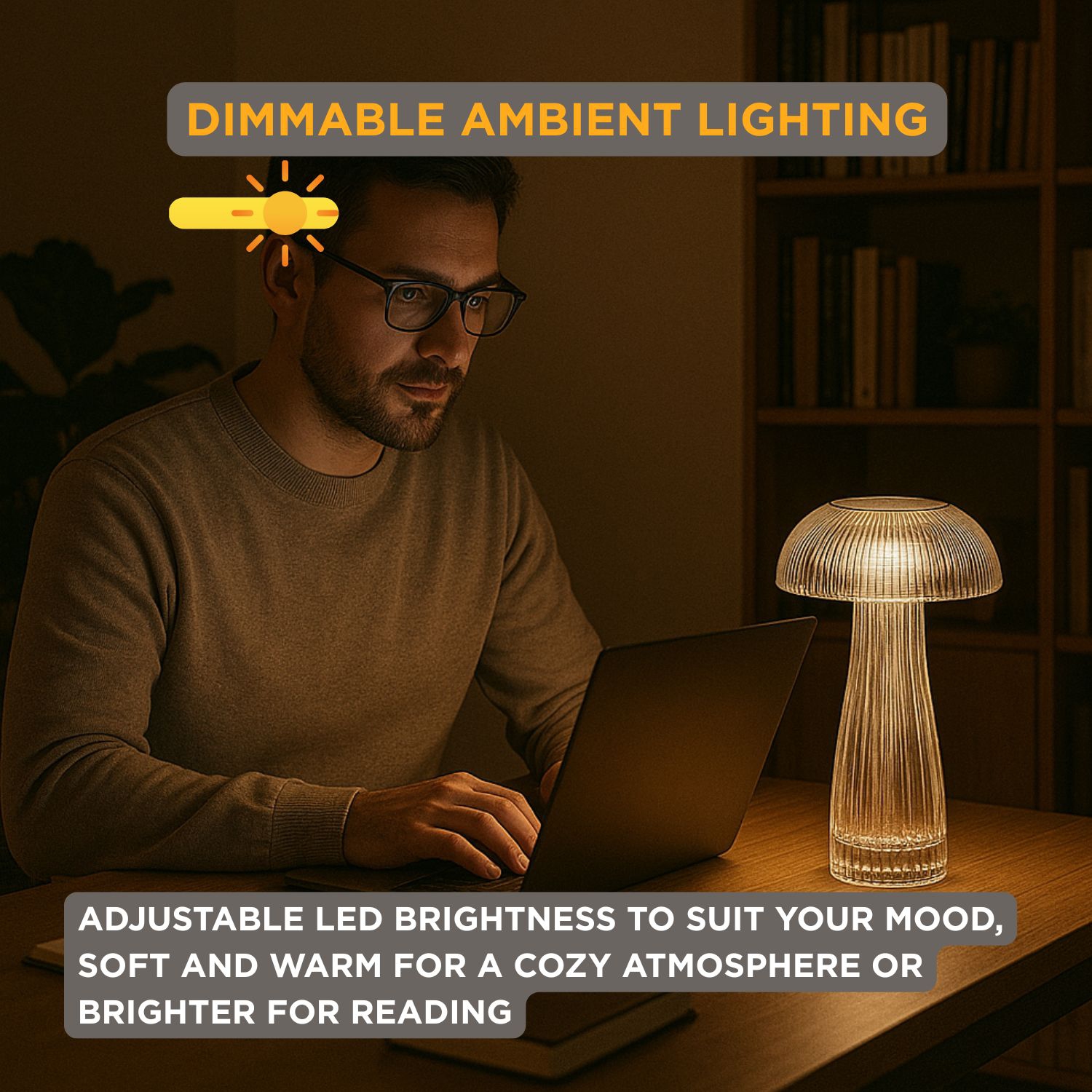 Lampe de table LED aux champignons côtelés d'Abbott |9&nbsp;po de haut