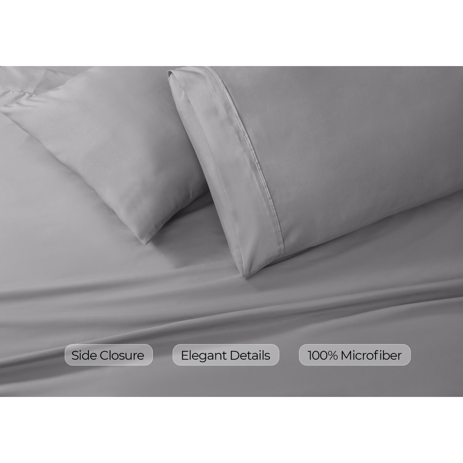 Ensemble de draps Beddora pour grand lit gris anthracite – Microfibre de polyester 95 GSM douce et durable