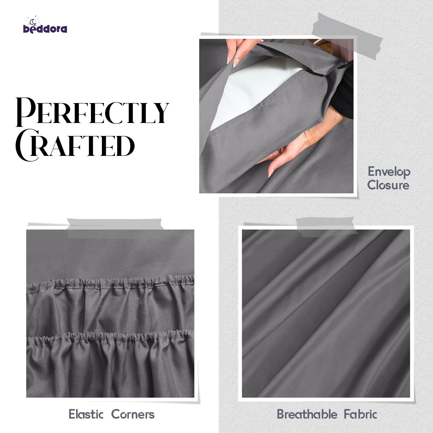 Ensemble de draps Beddora pour grand lit gris anthracite – Microfibre de polyester 95 GSM douce et durable