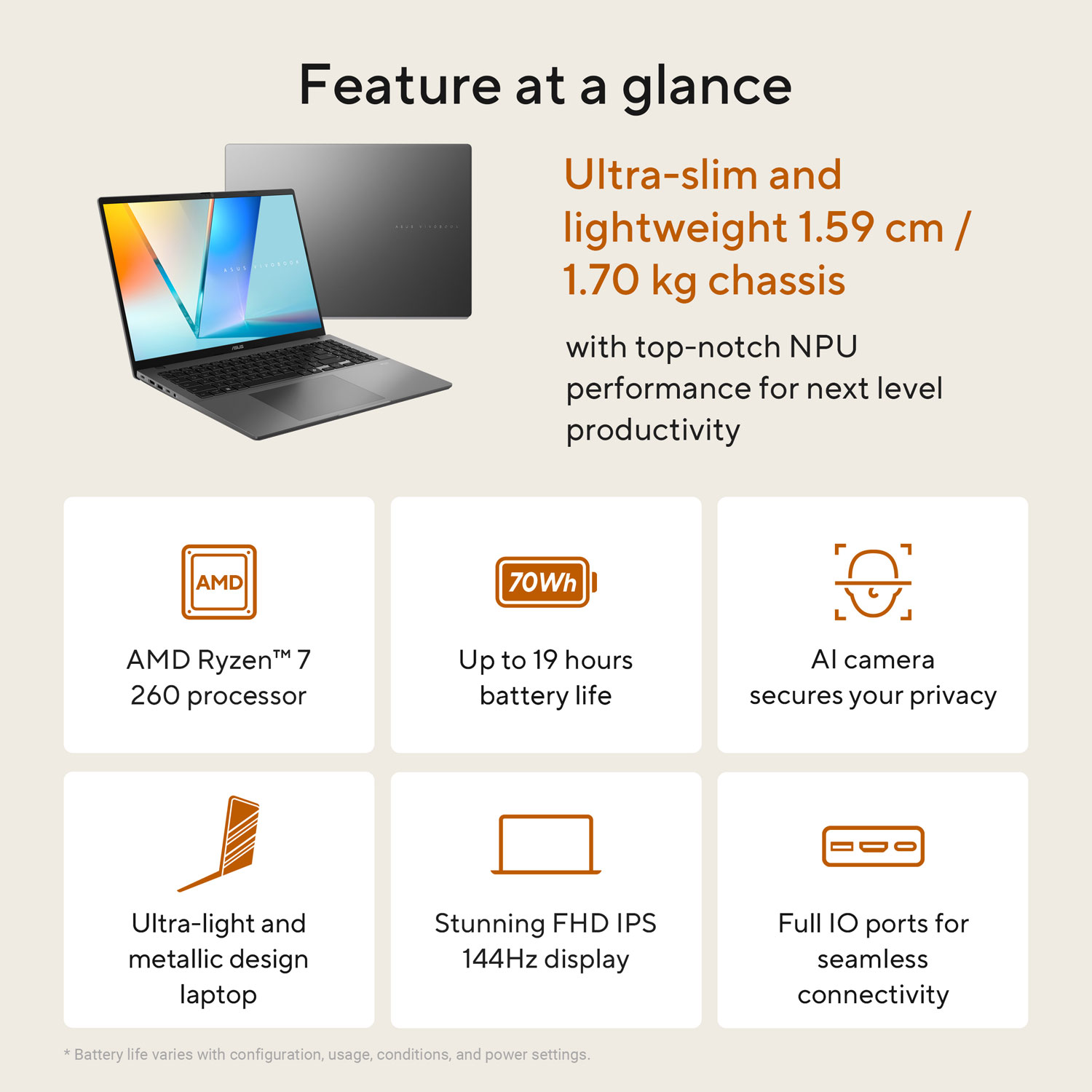 ASUS Vivobook S16 16" AI Laptop - Matte Grey