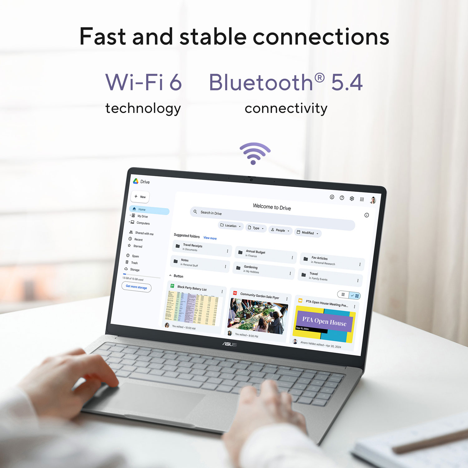 Chromebook CX15 de 15,6 po d'ASUS avec 3 mois de forfait Google AI Pro - Gris pur