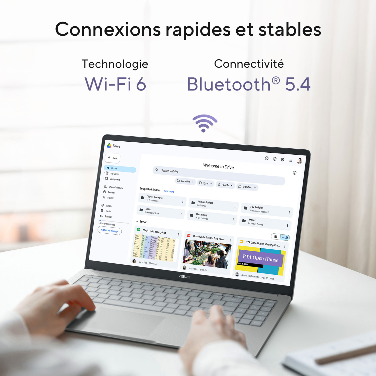 Chromebook CX15 de 15,6 po d'ASUS avec 3 mois de forfait Google AI Pro - Gris pur