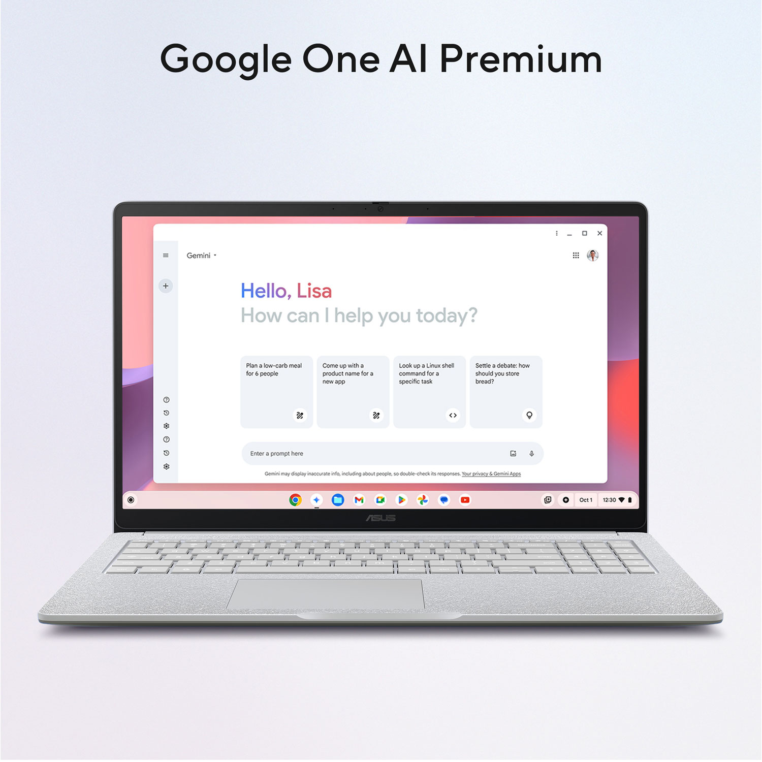 Chromebook CX15 de 15,6 po d'ASUS avec 3 mois de forfait Google AI Pro - Gris pur