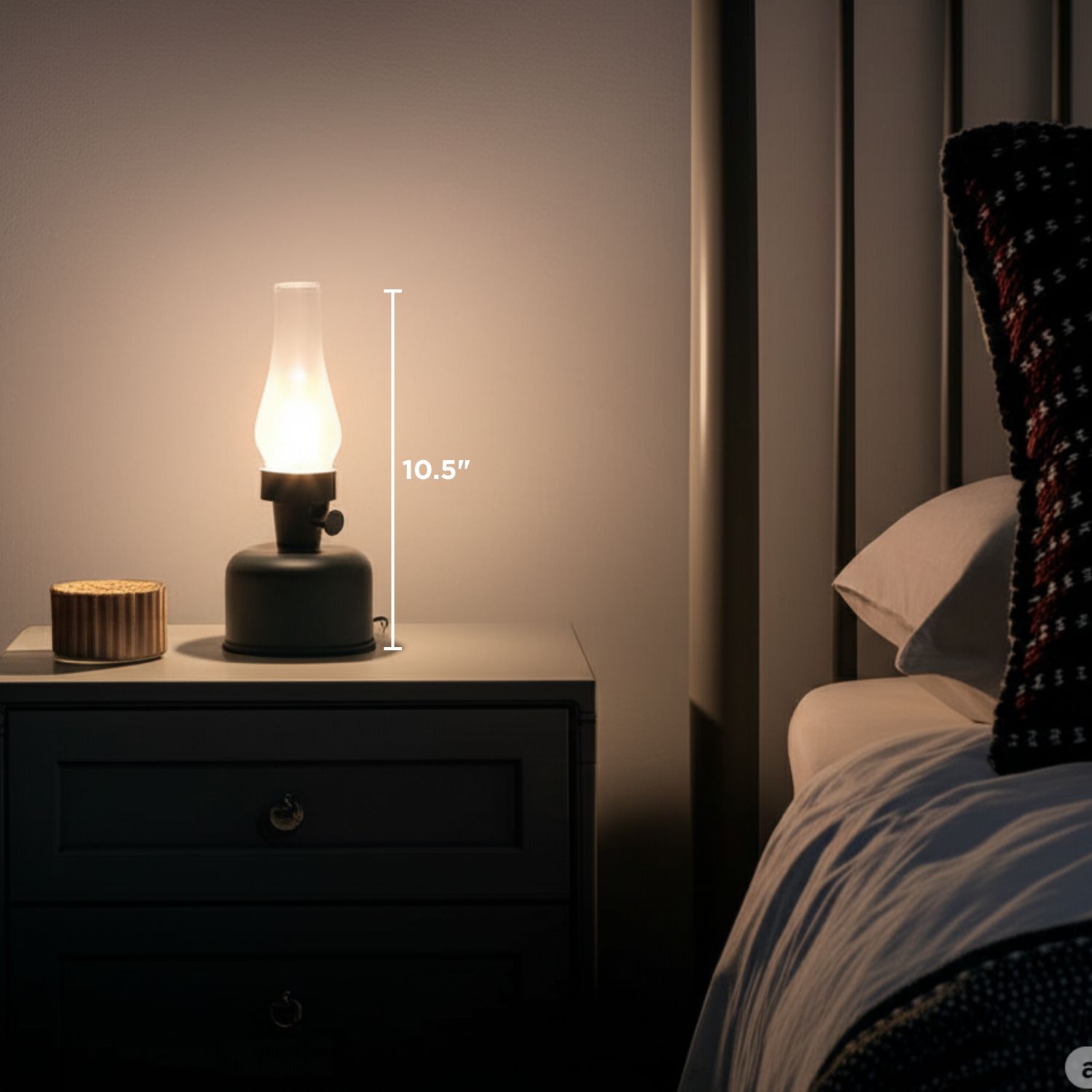 Lampe de table Abbott LED avec cheminée en verre lustré|10,5 po, ampoule Edison à intensité réglable|éclairage d'appoint intérieur/extérieur,