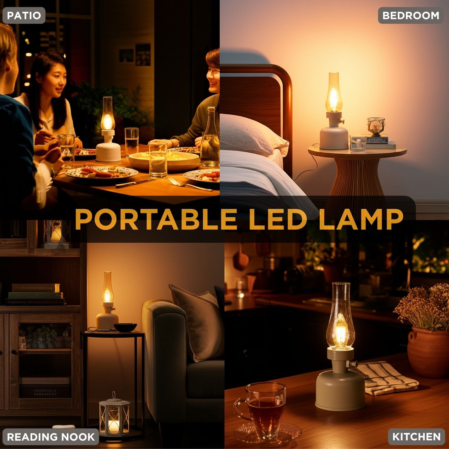 Lampe de table LED d'Abbott avec cheminée en verre lustré|10,5 po, ampoule Edison à intensité réglable|Éclairage d'appoint intérieur/extérieur,