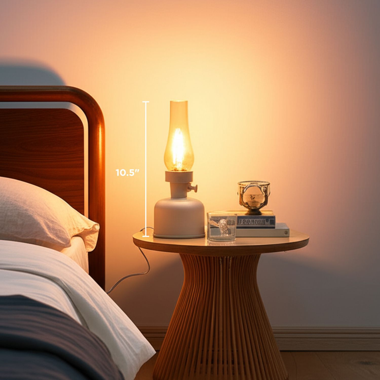 Lampe de table LED d'Abbott avec cheminée en verre lustré|10,5 po, ampoule Edison à intensité réglable|Éclairage d'appoint intérieur/extérieur,