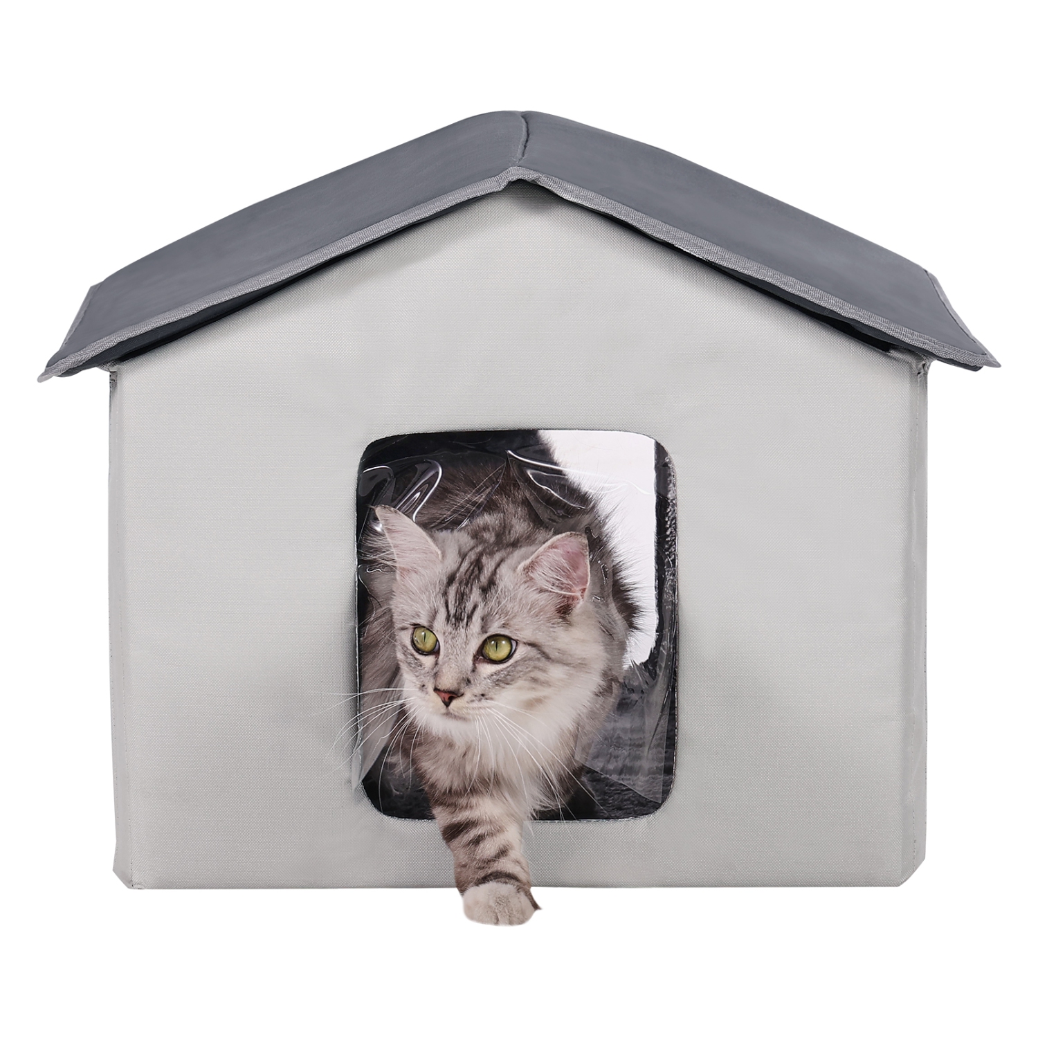 Cabane chauffée pour chats VEVOR 600D, abri pour chats extérieur avec minuterie, abri pliable en tissu Oxford avec coussin chauffant pour l'hiver,