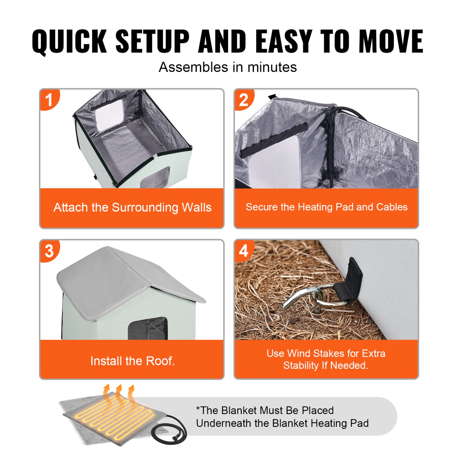 VEVOR 600D Heated Cat House,Outdoor Kitty Shelter with Adjustable Temperature and Timer, Oxford Cloth Cat Shelter with Heated Pad for Winter to Stay