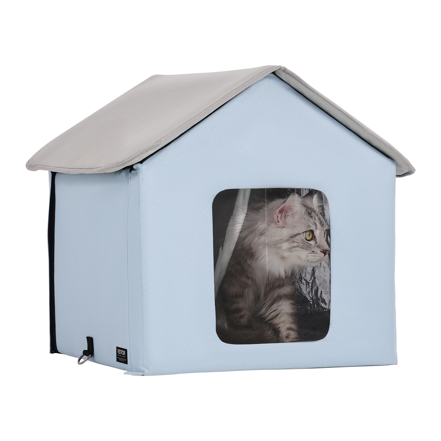 VEVOR 600D Heated Cat House, Outdoor Kitty Shelter with Timer, Oxford Cloth Foldable Cat Shelter with Heated Pad for Winter to Stay Warm and Cozy,