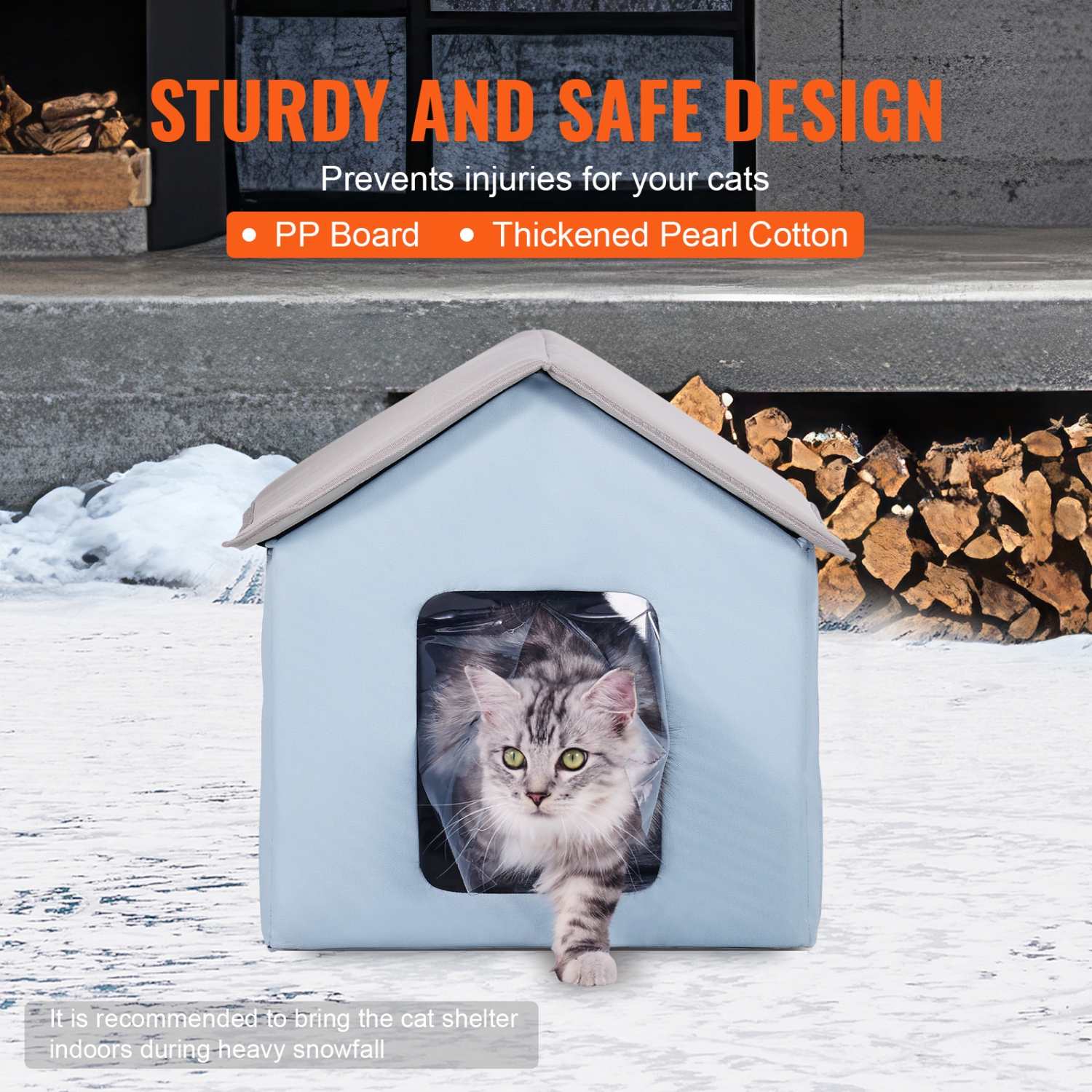 VEVOR 600D Heated Cat House, Outdoor Kitty Shelter with Timer, Oxford Cloth Foldable Cat Shelter with Heated Pad for Winter to Stay Warm and Cozy,