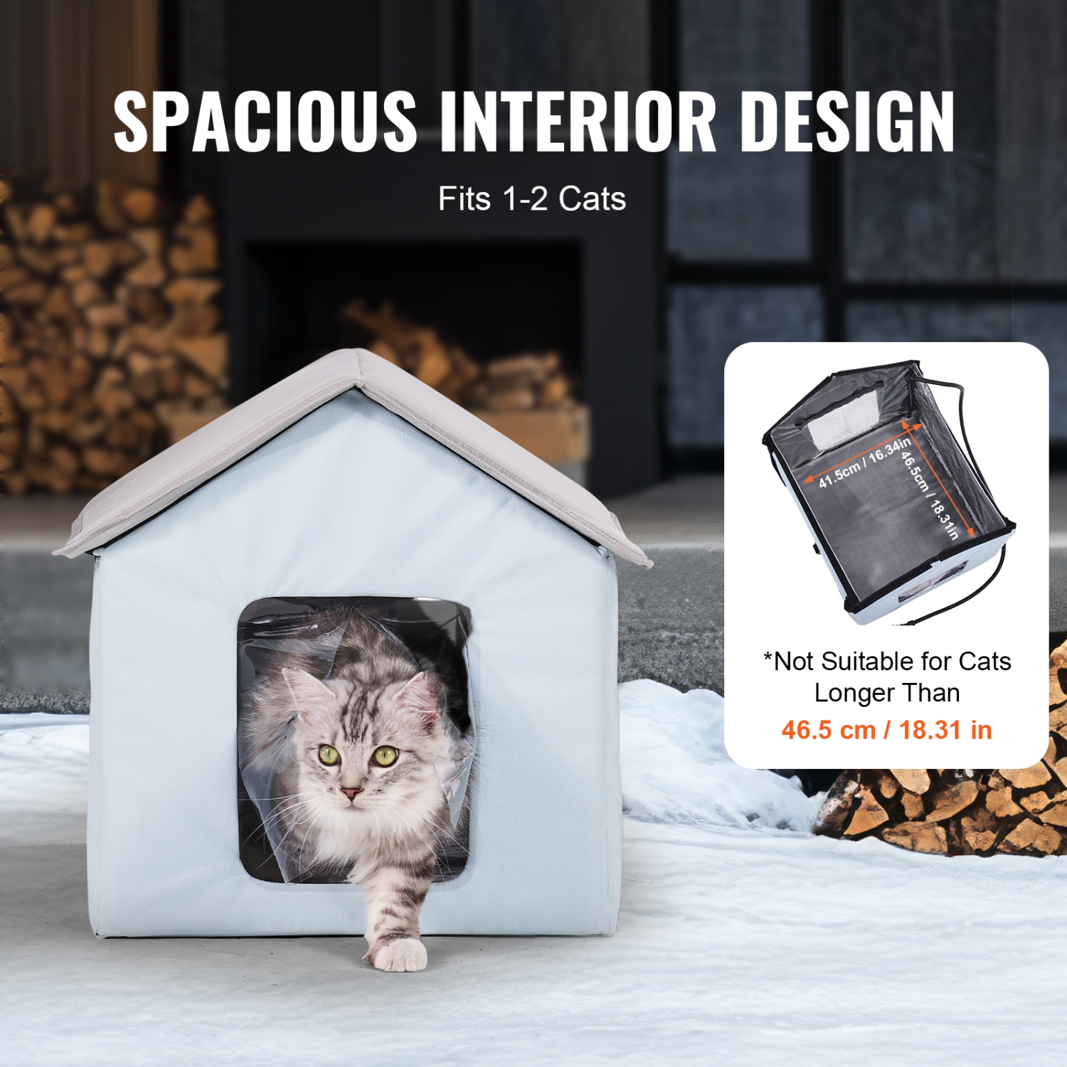 VEVOR 600D Heated Cat House, Outdoor Kitty Shelter with Timer, Oxford Cloth Foldable Cat Shelter with Heated Pad for Winter to Stay Warm and Cozy,