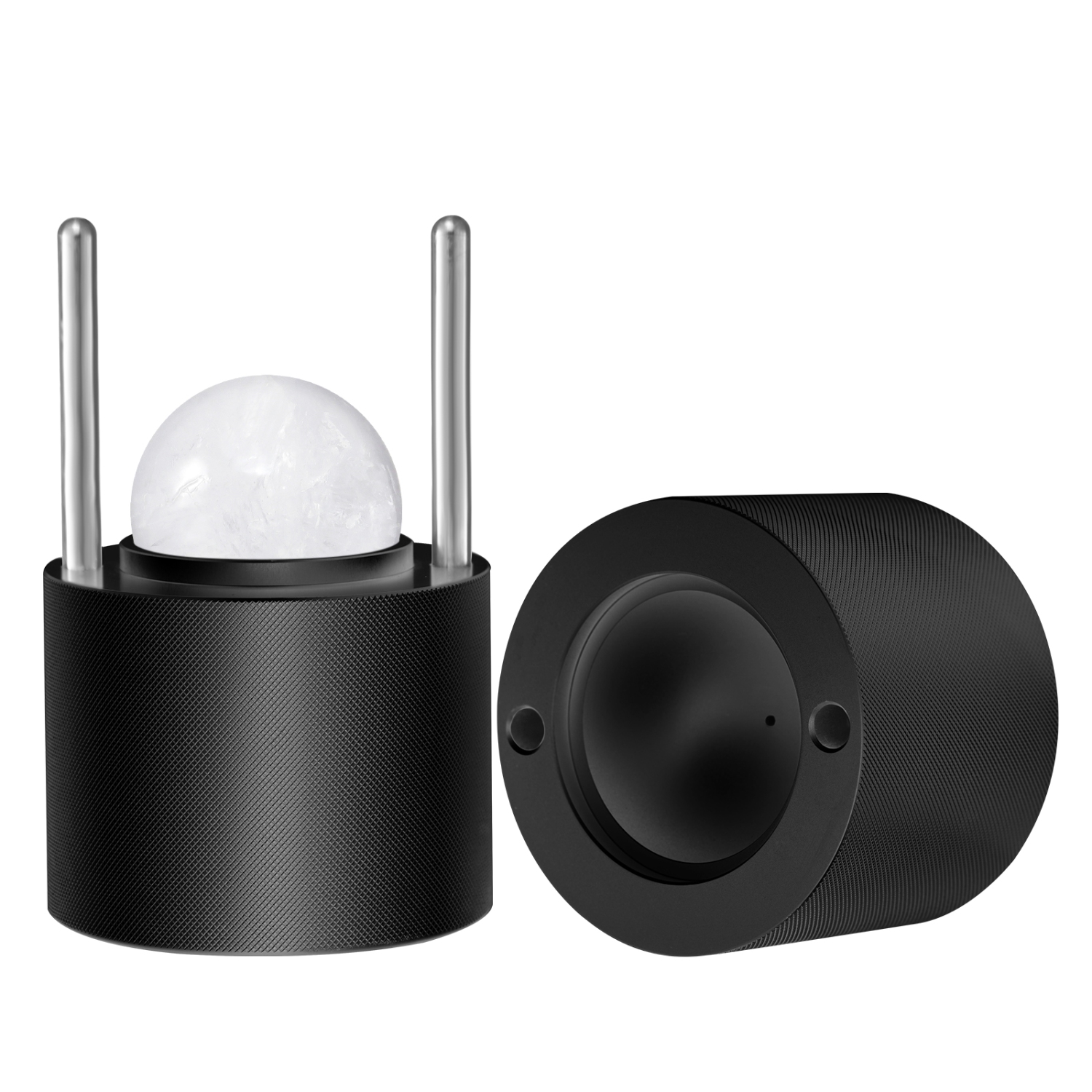 VEVOR 2.4"/60 mm Aviation Aluminum Ice Ball Press with Ice Block Mold, Large Mat,Tong,Drip Tray,One Glass,Round Ice Ball Maker Ice Sphere, for