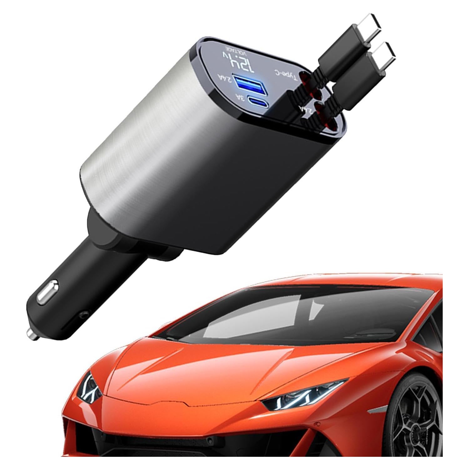 4 In1 Fast Car Phone Charger, Fit 12v/24v Vehicles for Most Vehicle Sockets, Car Adapter, Car USB- Charger Multi Port Cars Charger for Off-Road Vehic