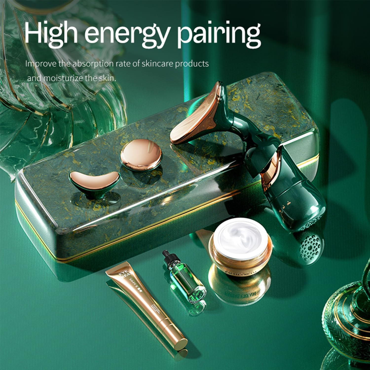 Firming and anti-wrinkle beauty instrument for face/neck/eyes, multi-function vibration massager, 3-in-1 facial skincare instrument for improving,