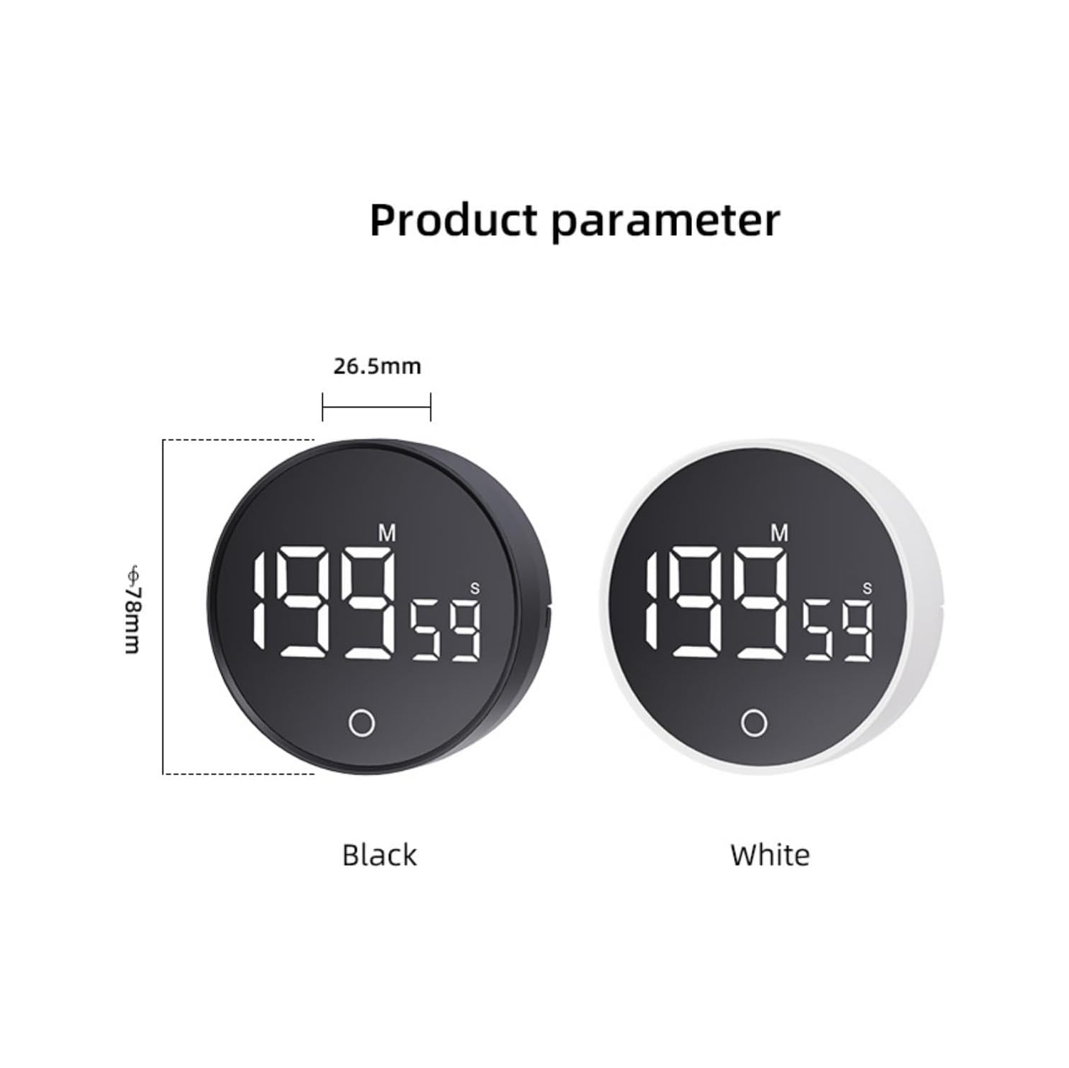 Minuteries de cuisine numériques, minuterie à compte à rebours magnétique avec affichage LED pour la classe, minuterie pour la cuisson et minuterie