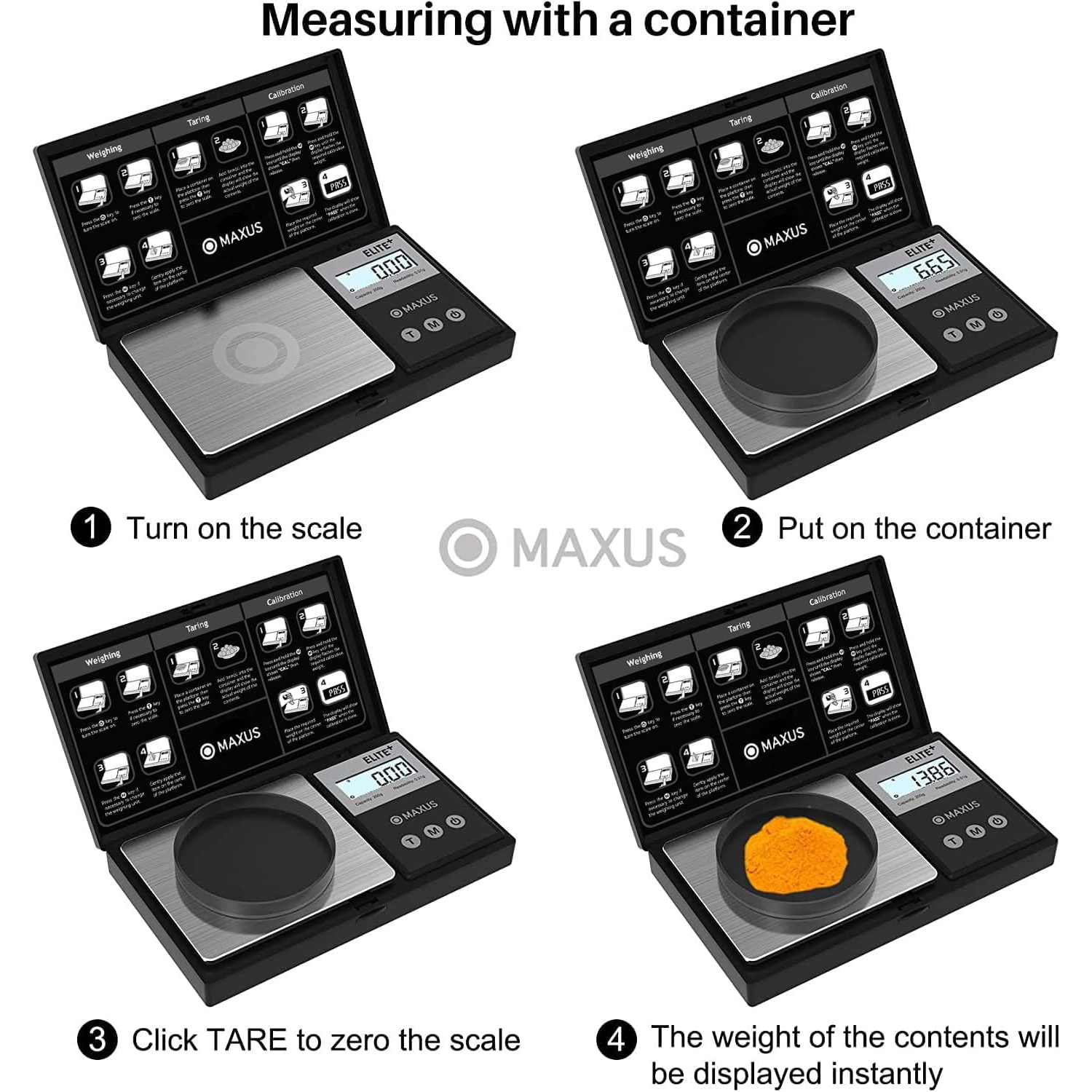 MAXUS Precision Pocket Scale - 500g x 0.01g Digital Gram Scale with Tray, Backlit LCD, Tare Function, for Jewelry, Food, and Coins