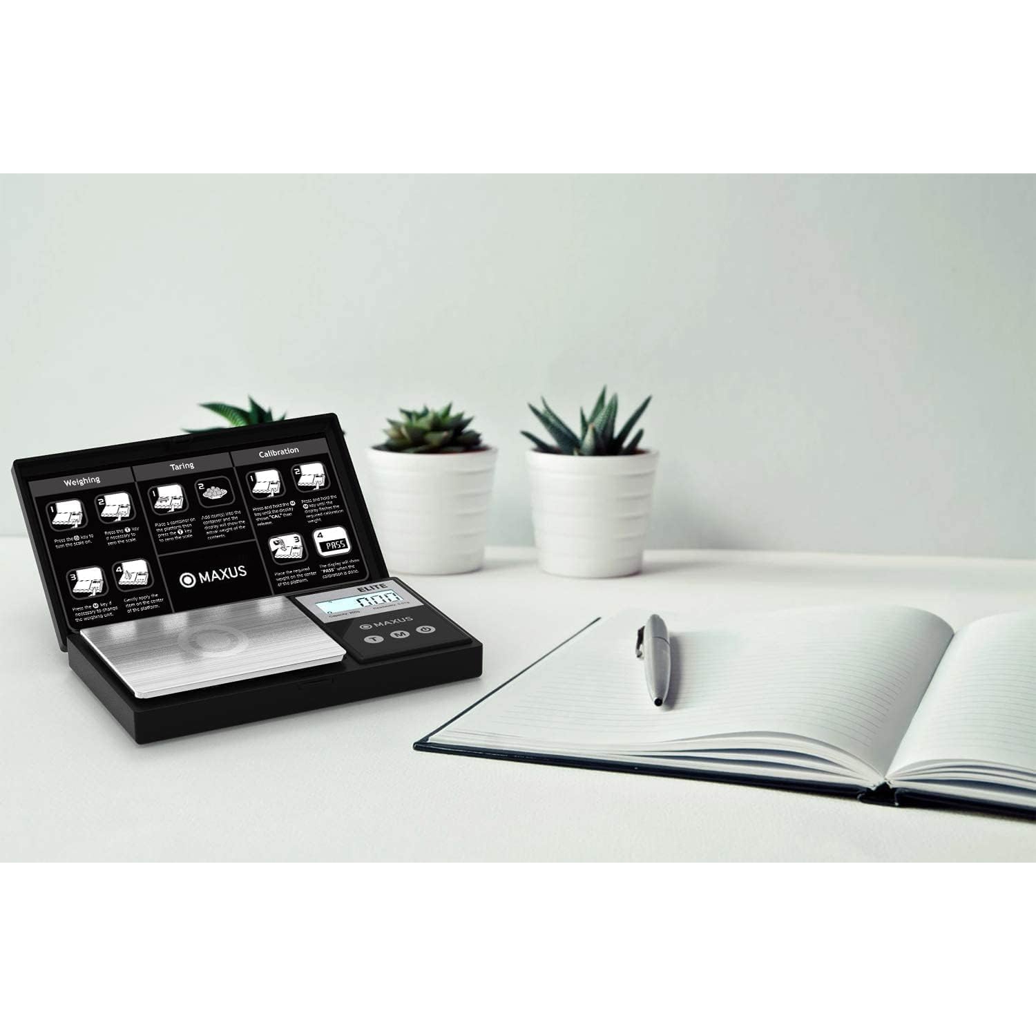 MAXUS Precision Pocket Scale - 500g x 0.01g Digital Gram Scale with Tray, Backlit LCD, Tare Function, for Jewelry, Food, and Coins