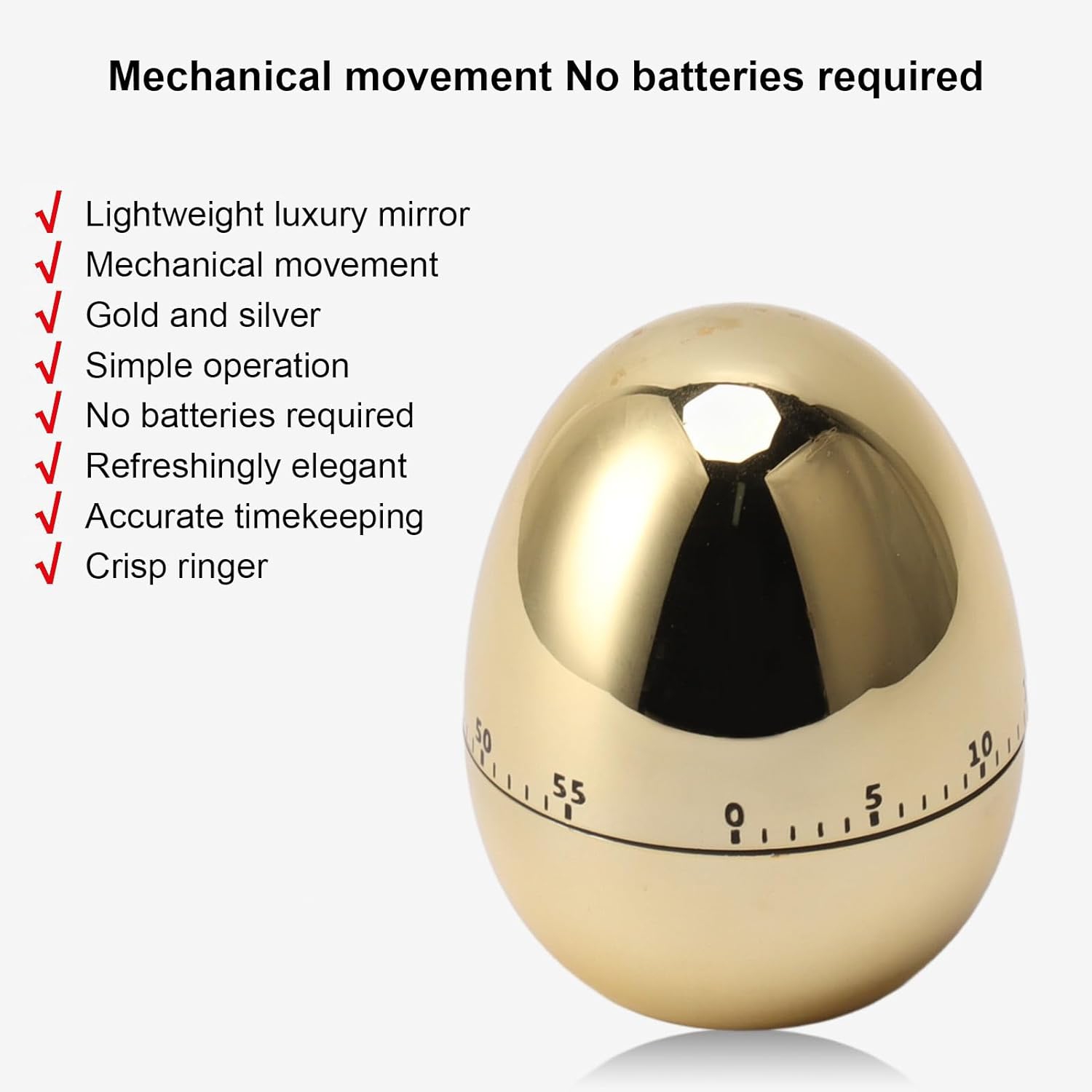 Egg Kitchen Timer, 60 Minutes Egg Model Cooking Alarm Clock, Kitchen Mechanical Timer Gadget, Suitable for Cooking, Learning, Decoration