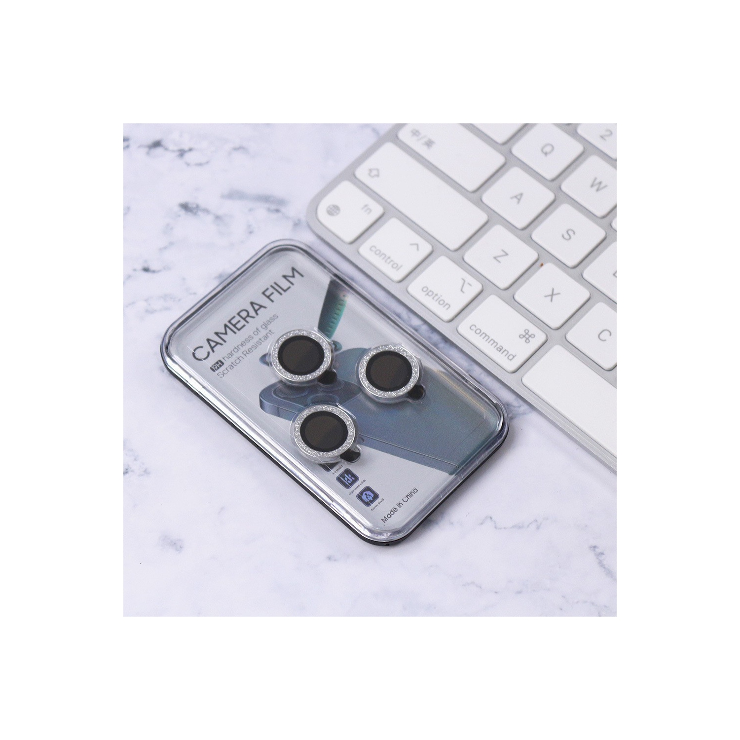 Pour iPhone 16 Pro | 16 Pro Max - Triple protecteur de lentille d'appareil photo indépendant - Hawkeye scintillant [Argent]