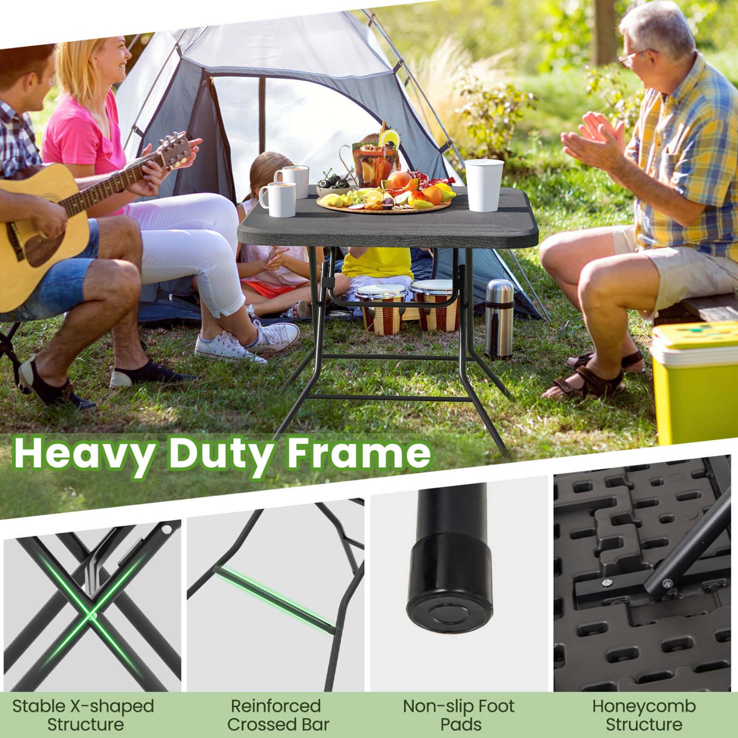 Costway 31.5" Square Folding Table Indoor Outdoor Foldable Plastic Table