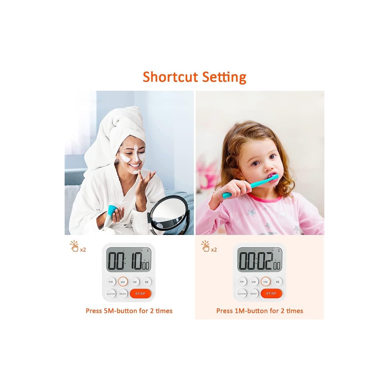 Timer baking time digital timer digital student timer with magnetic stand alarm clock student white plastic magnetic - C