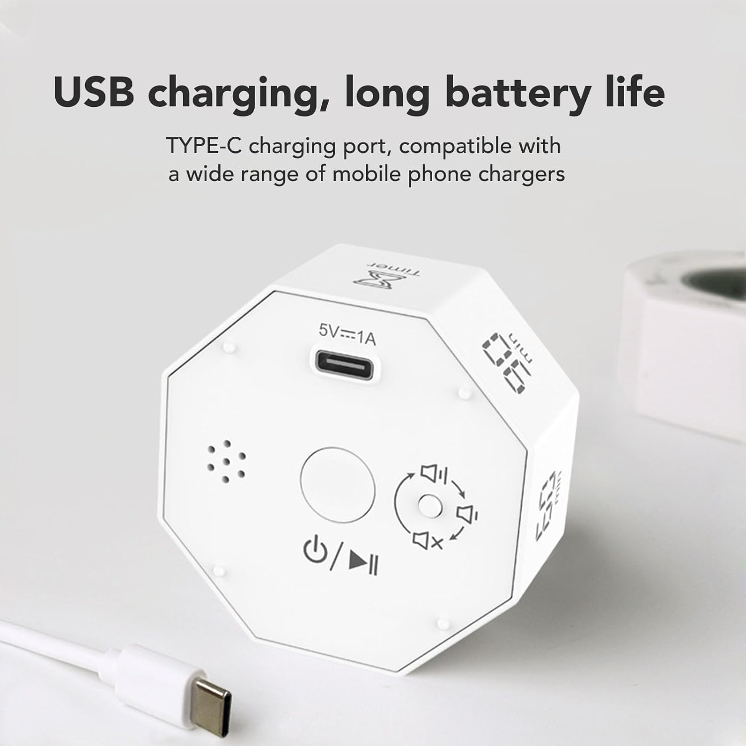 Flip timer learning time manager children self-discipline punch timer kitchen fitness timer silent - white