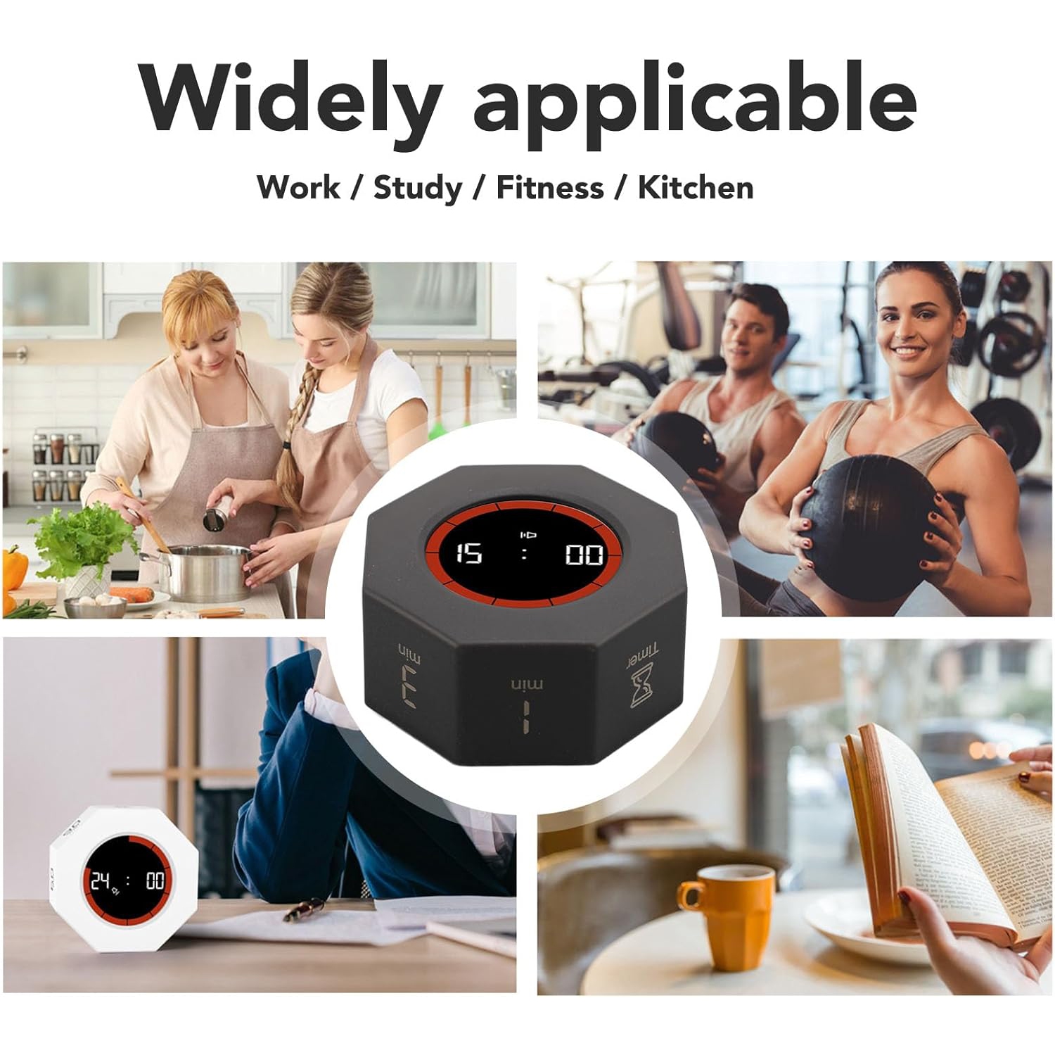 Minuterie à bascule Learning Time Manager Enfants Self-discipline punch Timer Kitchen Fitness Timer Silencieux - Noir