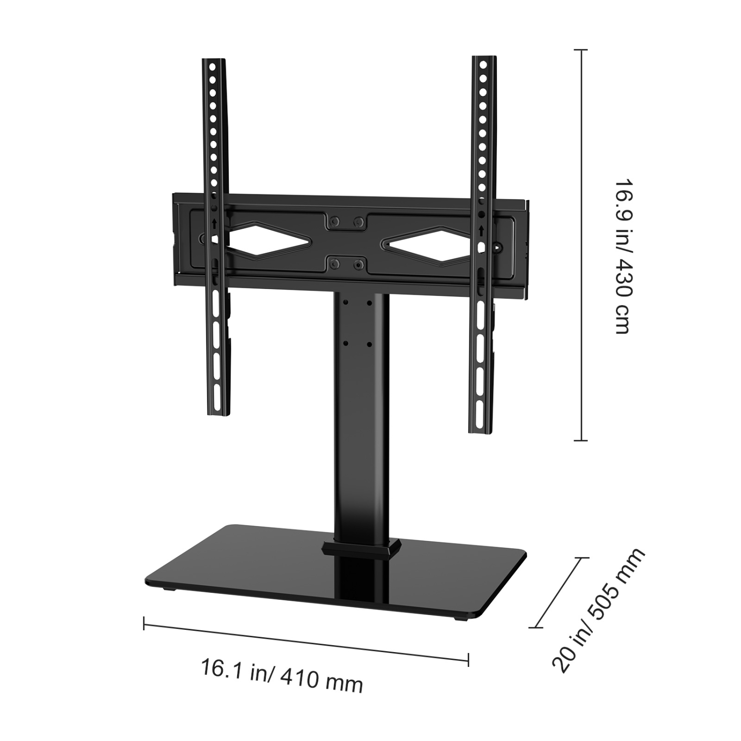 VEVOR TV Stand Mount, Swivel Universal TV Stand for 32 to 55 inch TVs, Height Adjustable Portable Floor TV Stand with Tempered Glass Base for