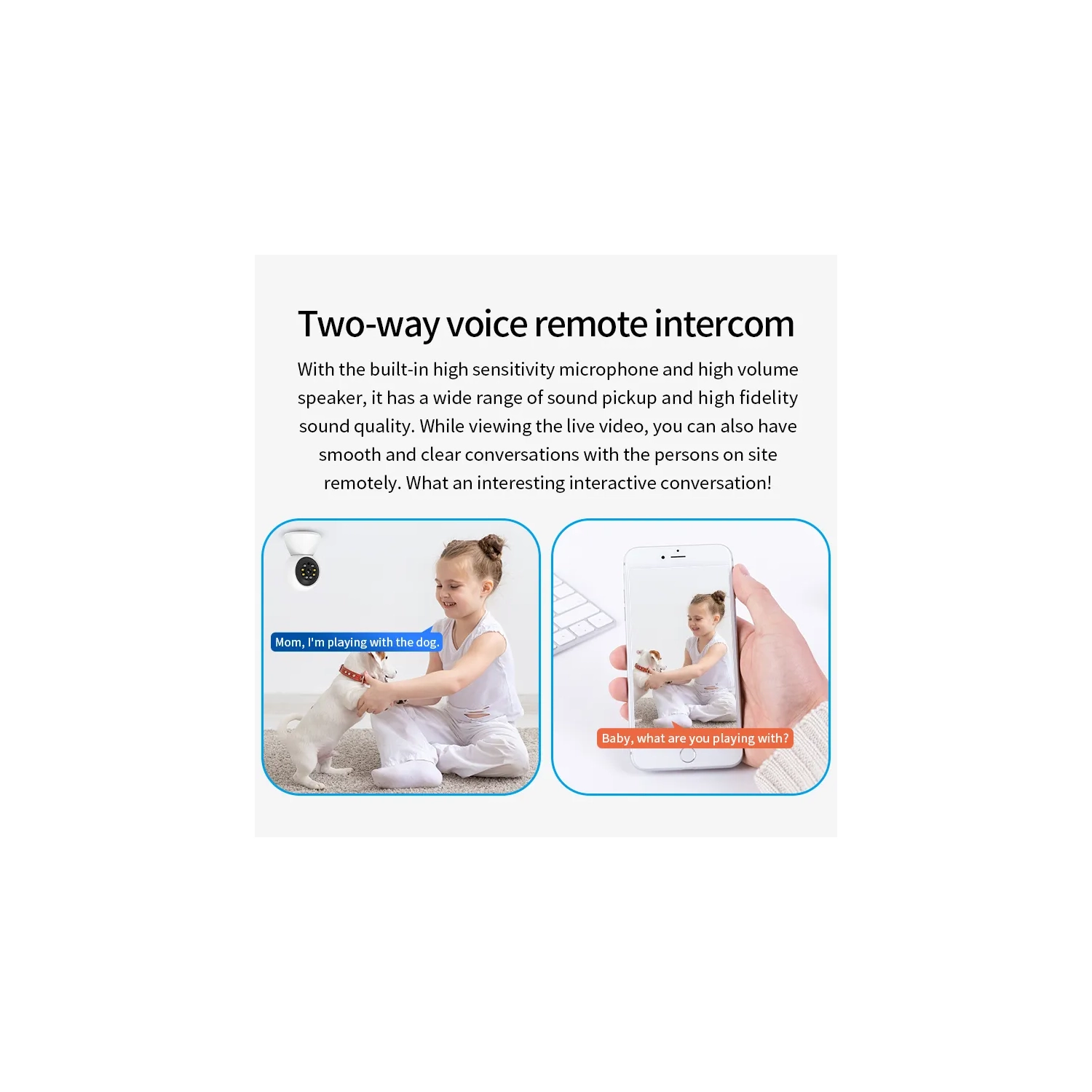 Caméra intelligente PTZ Ultra HD 3K – Surveillance panoramique à 360° Vision nocturne 10&nbsp;m Détection de mouvement bidirectionnelle choix de