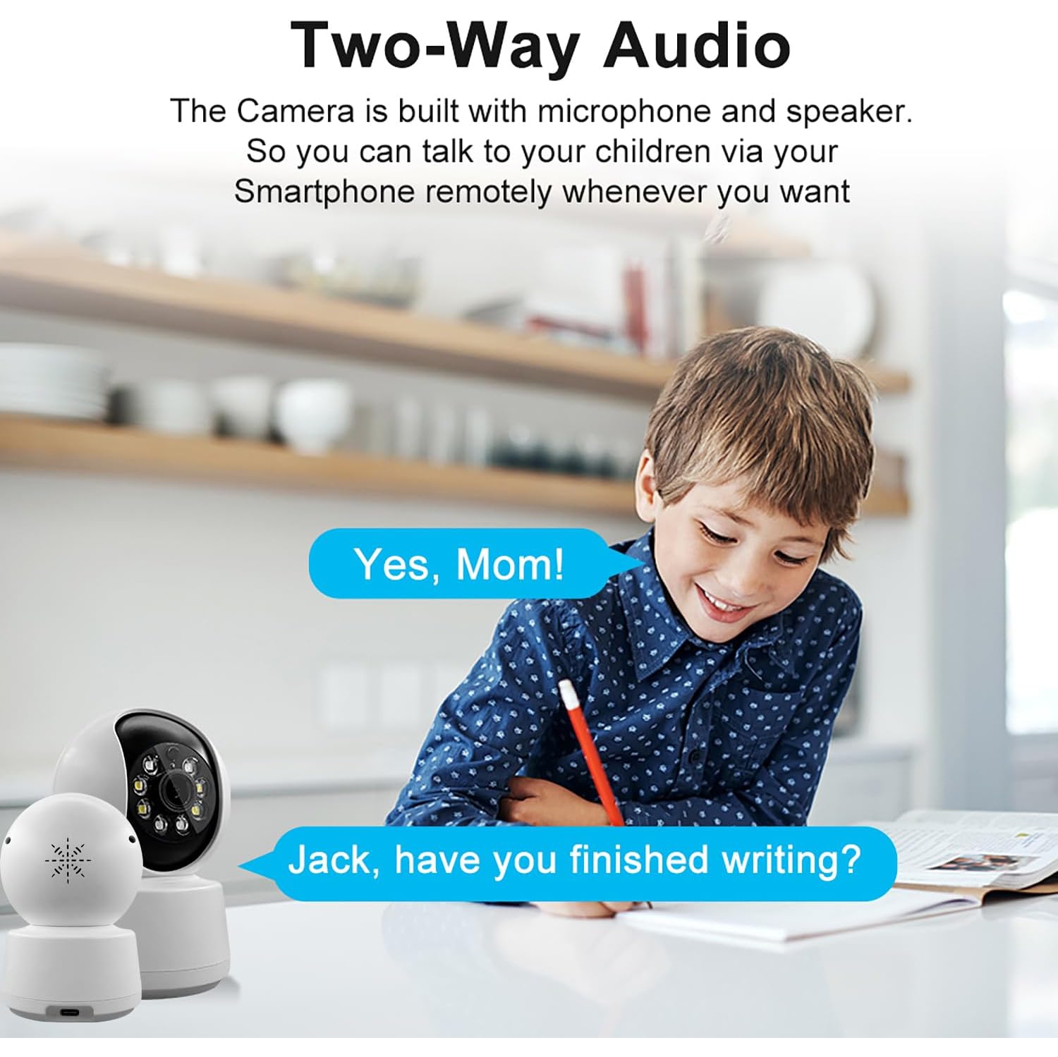 Caméra de sécurité intérieure 2K, caméra Wi-Fi inclinable, caméra pour chien avec application mobile, détection de mouvement, vision nocturne