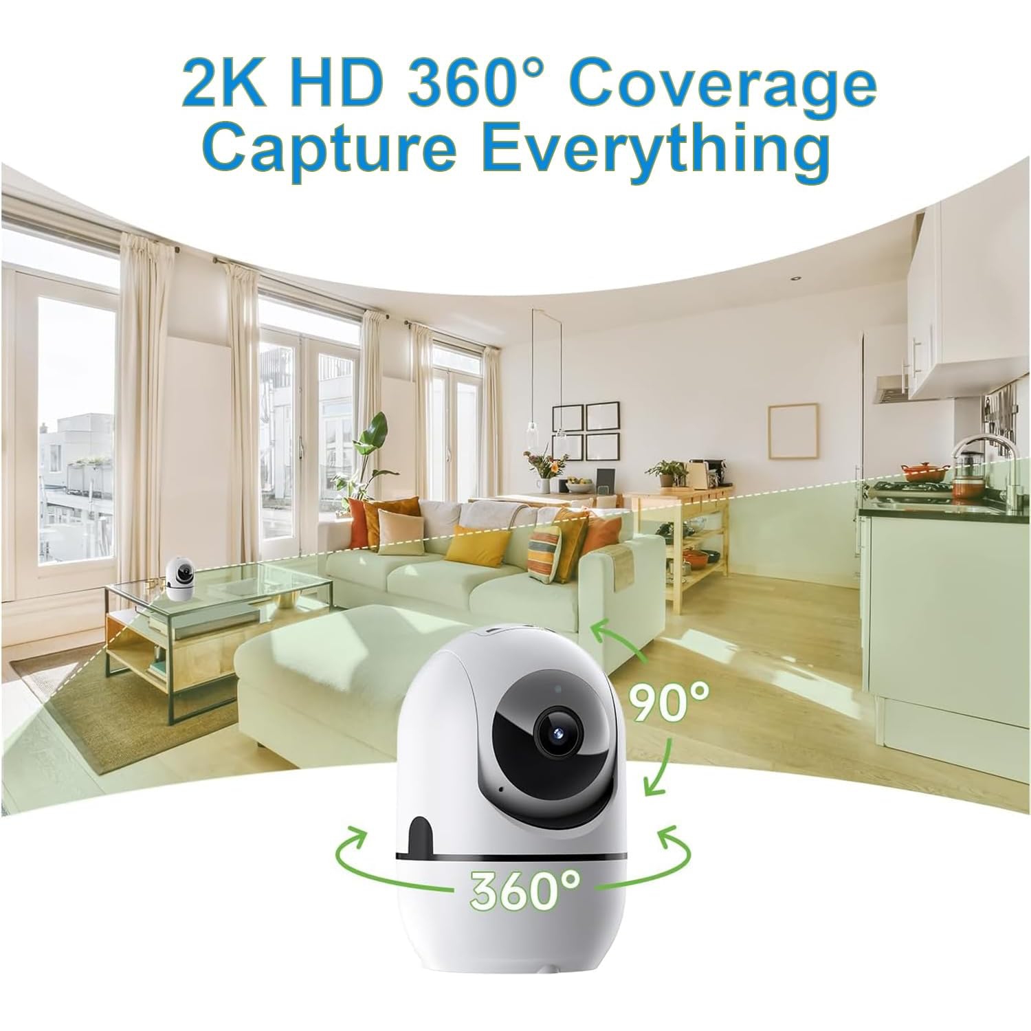 Indoor Security Camera, Pan/Tilt Baby Monitor/Dog/Pet Camera with Phone App Motion Sensor and Night Vision.