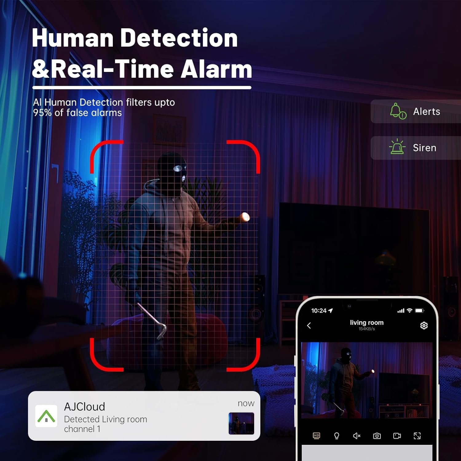 Indoor Security Camera, Pan/Tilt Baby Monitor/Dog/Pet Camera with Phone App Motion Sensor and Night Vision.