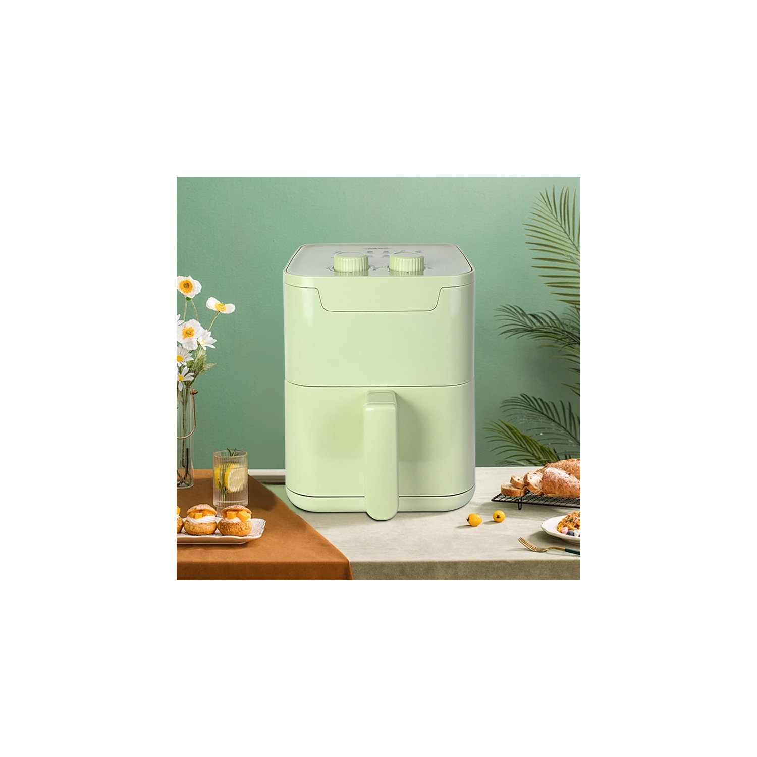 Air fryer household large capacity toaster breakfast machine, suitable for 3-5 people family, easy to adjust the temperature and time, suitable for