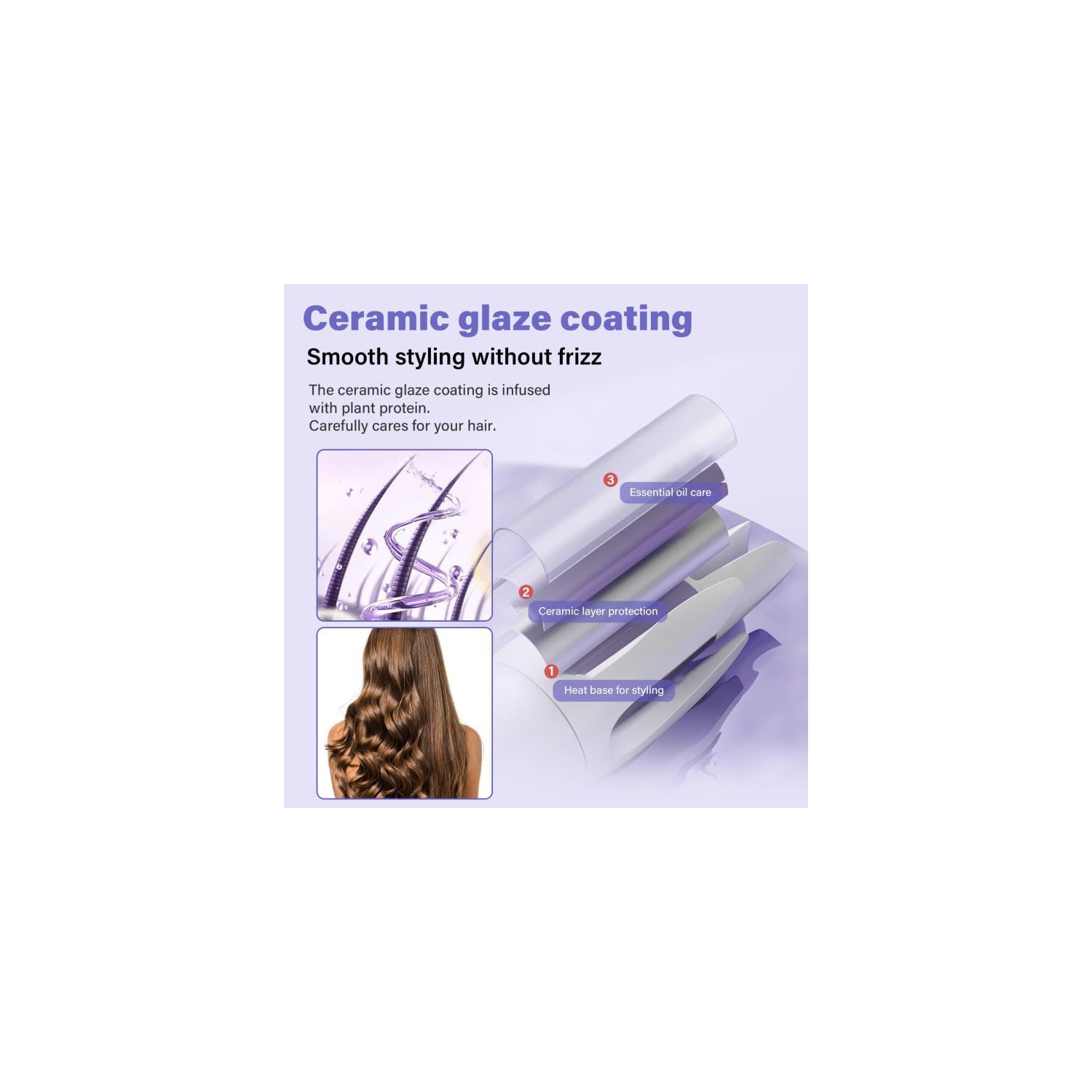 Fully automatic negative ion liquid crystal curling iron, no hair damage, electric rotation big wave lasting shaping 32mm big curl, 4 temperature