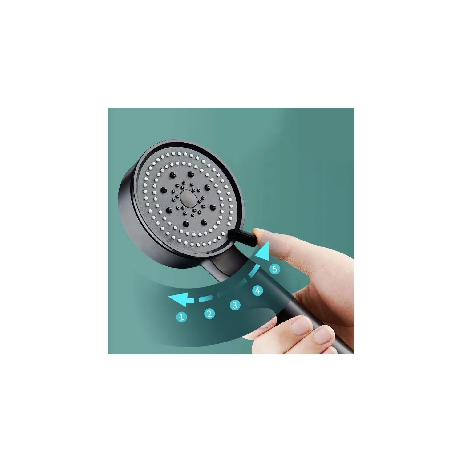 Pomme de douche universelle pressurisée, douche de salle de bain à la maison, chauffe-eau de douche pressurisé, avec tuyau en acier inoxydable, noir