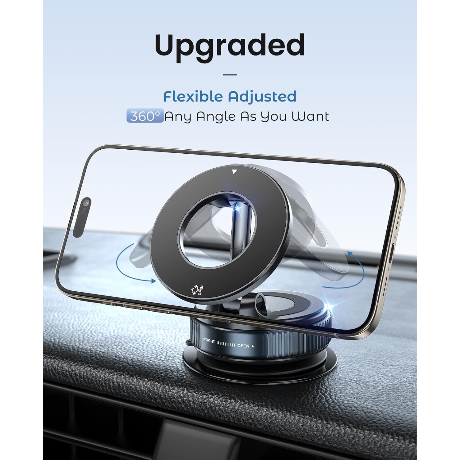 Mobile phone magnetic holder rotatable foldable double-sided suction cup ready-to-use car vacuum adsorption holder 360° adjustable magnetic suction