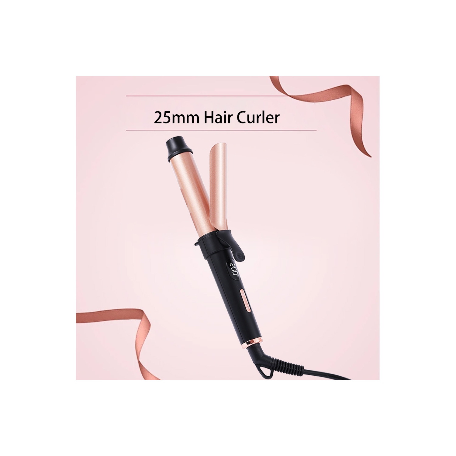 25mm Electric Curling Iron, Mini Travel Electric Curling Iron Hairdressing Tools Coated heat conductor, five-stage temperature adjustment, 5 minutes