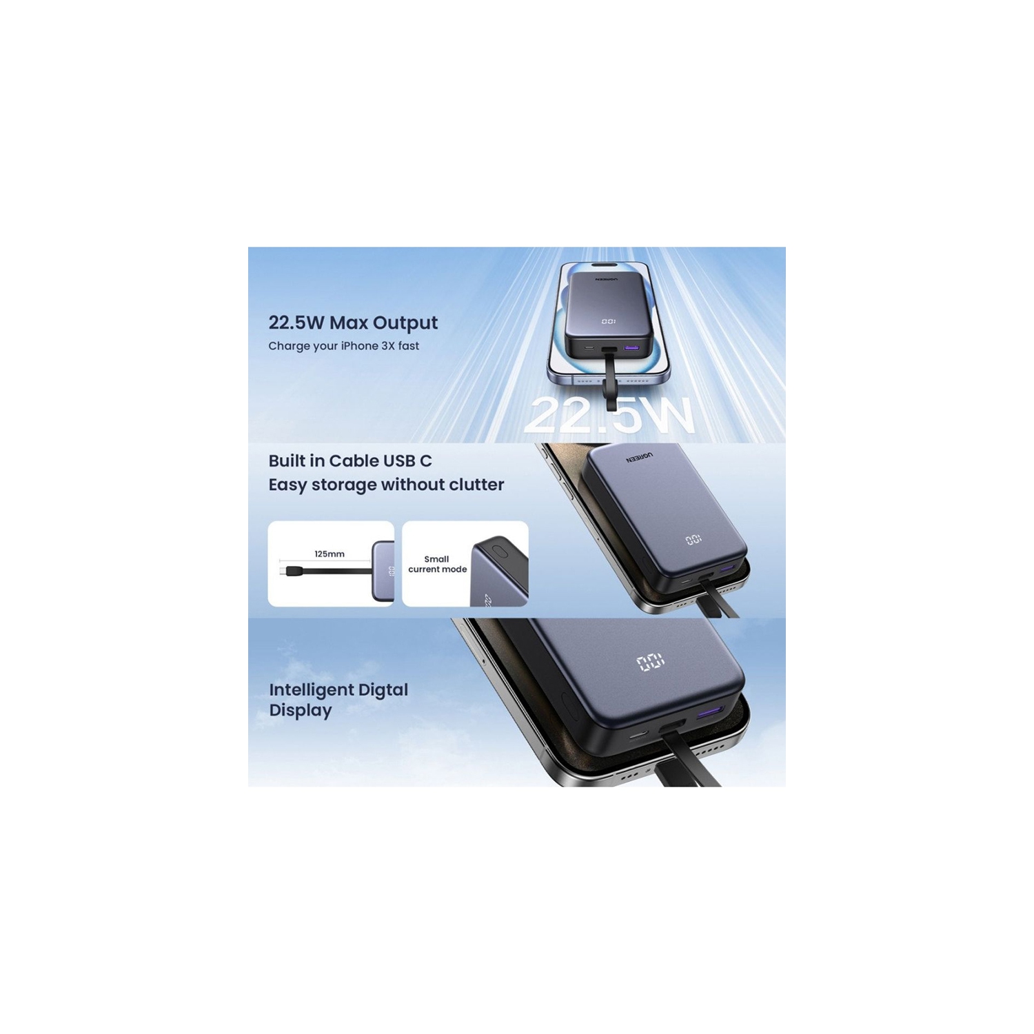 Ugreen Nexode 20,000mAh with Built-in Cable USB C Powerbank - Open Box