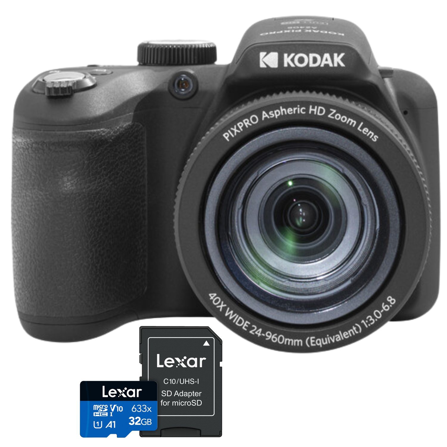 Appareil photo numérique KODAK PIXPRO AZ405 Astro Zoom 20&nbsp;Mpx avec zoom optique 40x 24&nbsp;mm Vidéo HD intégrale 1080p grand-angle et carte