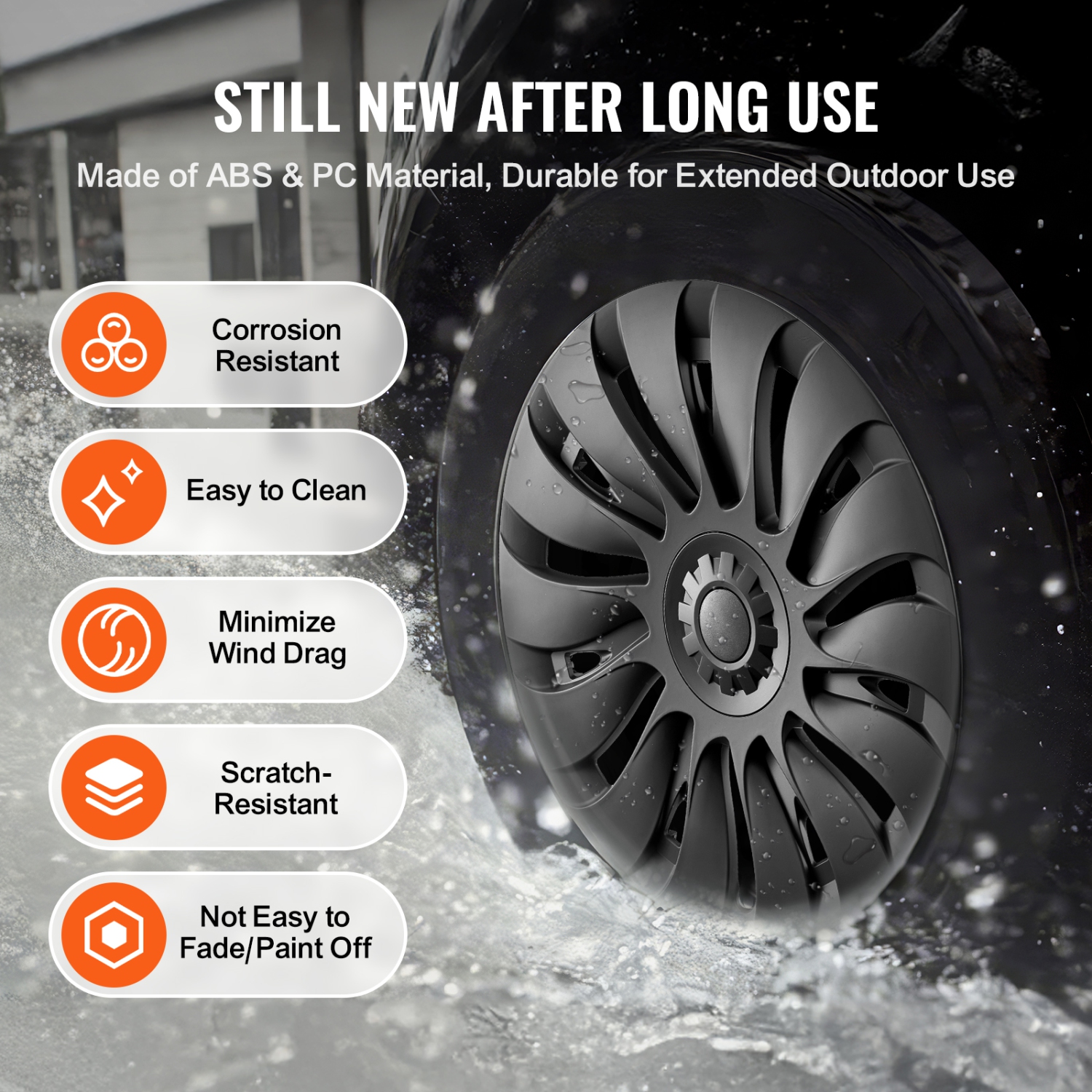 VEVOR 19 in Wheel Rim Cover Hubcaps, 2020-2024 Model Y Fully Fit Hubcap with Snap, Guard Tape & Valve Nozzle Hole, ABS & PC Hubcap with High Rigidity